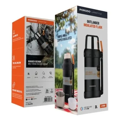 Porodo Lifestyle Outlander Insulation Flask 2 liter - Black
